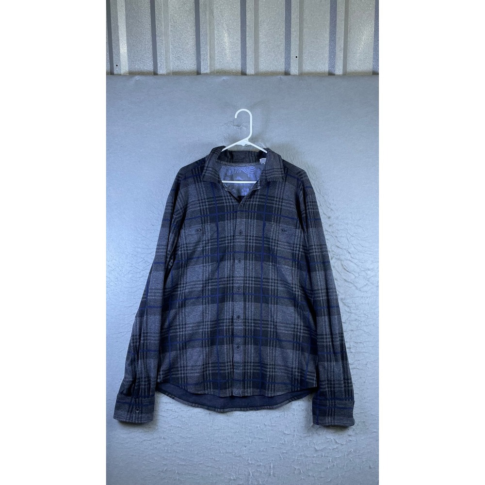 Tommy Bahama Button Down Shirt Mens XL Grey Plaid Excellent Long Sleeve Pocket
